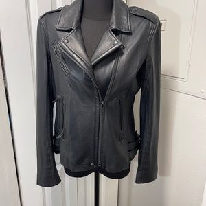 $1200 IRO Black Leather Biker Jacket SZ FR42/US10